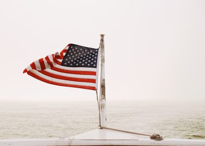 USA flag with voting ballot